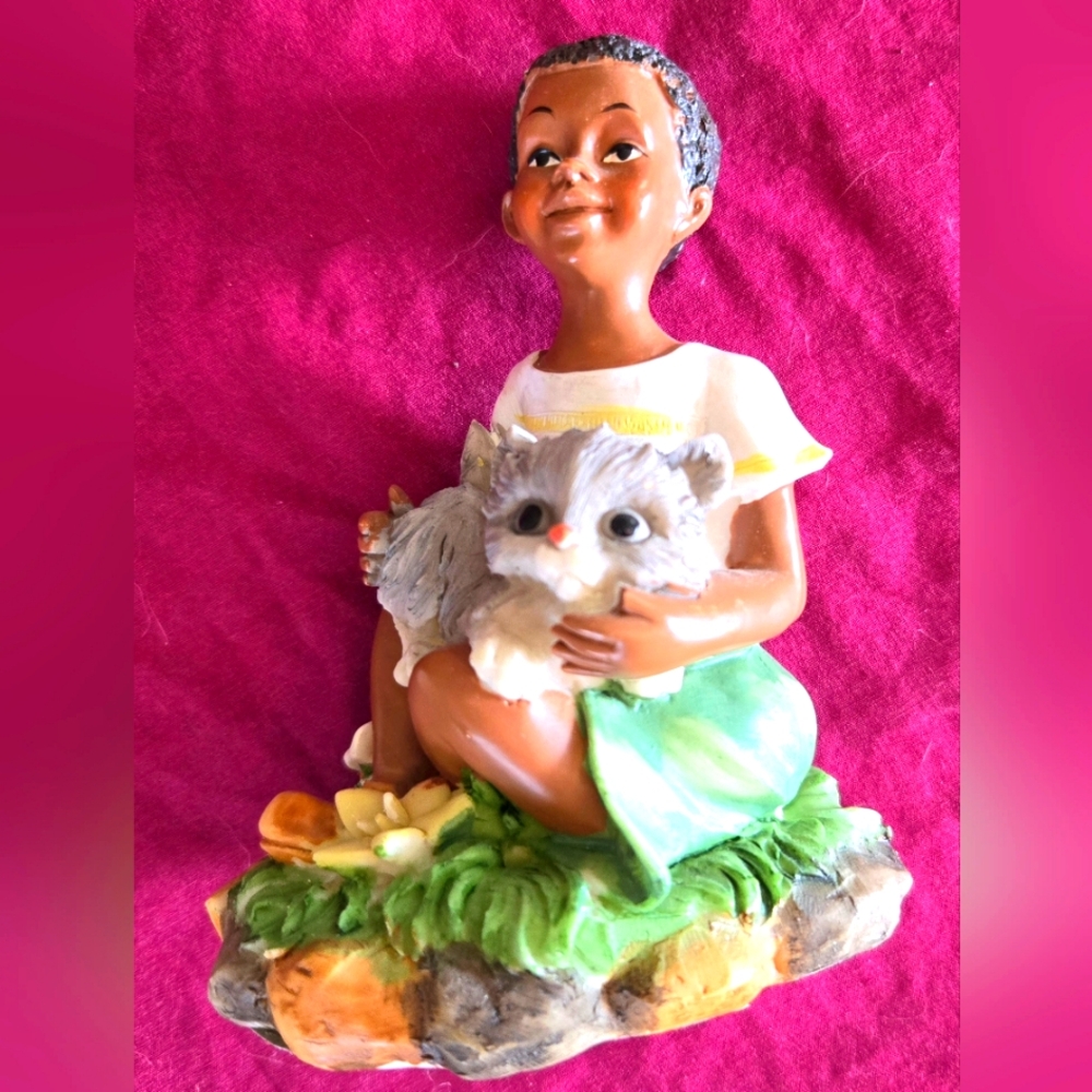 Vintage Greenbrier all God's children collection girl with cat figurine